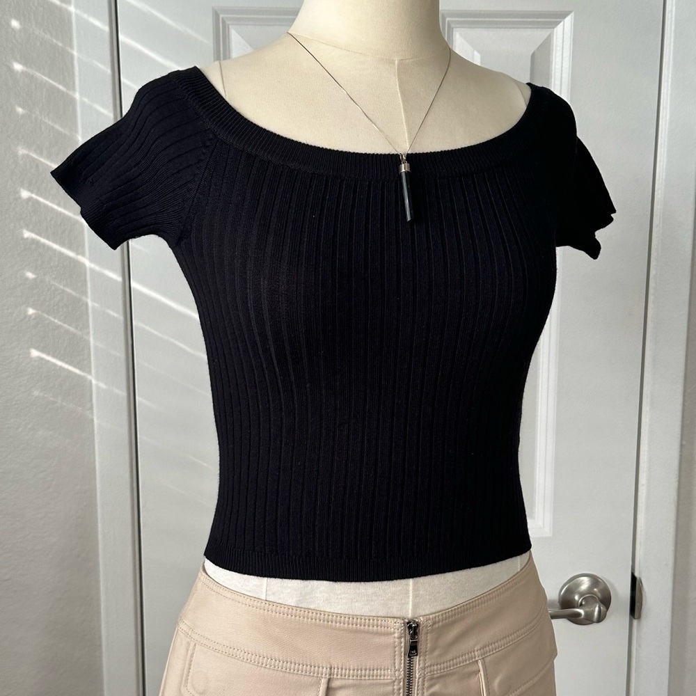 Forever 21 cropped full fashion sweater with short off shoulder sleeves.